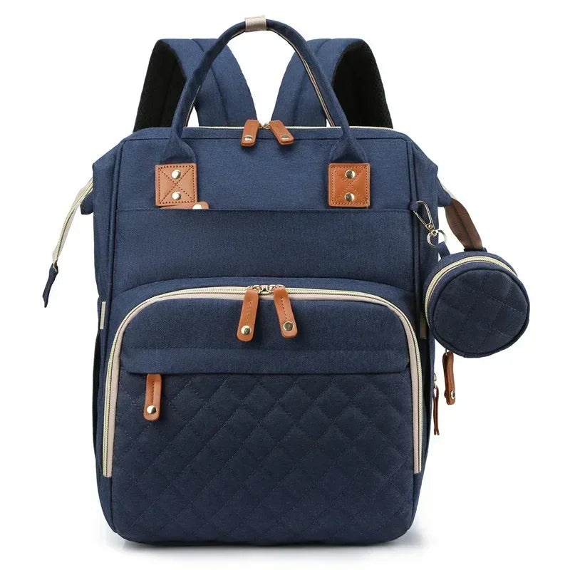 Mummy Backpack with Foldable Crib – All-in-One Diaper Bag & Baby Organizer