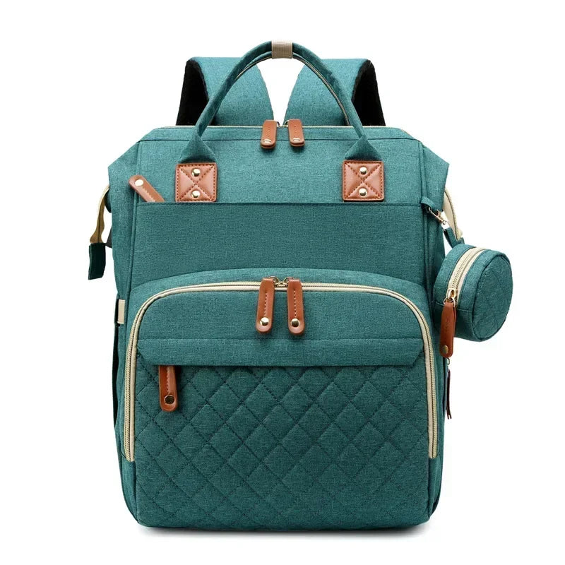 Mummy Backpack with Foldable Crib – All-in-One Diaper Bag & Baby Organizer