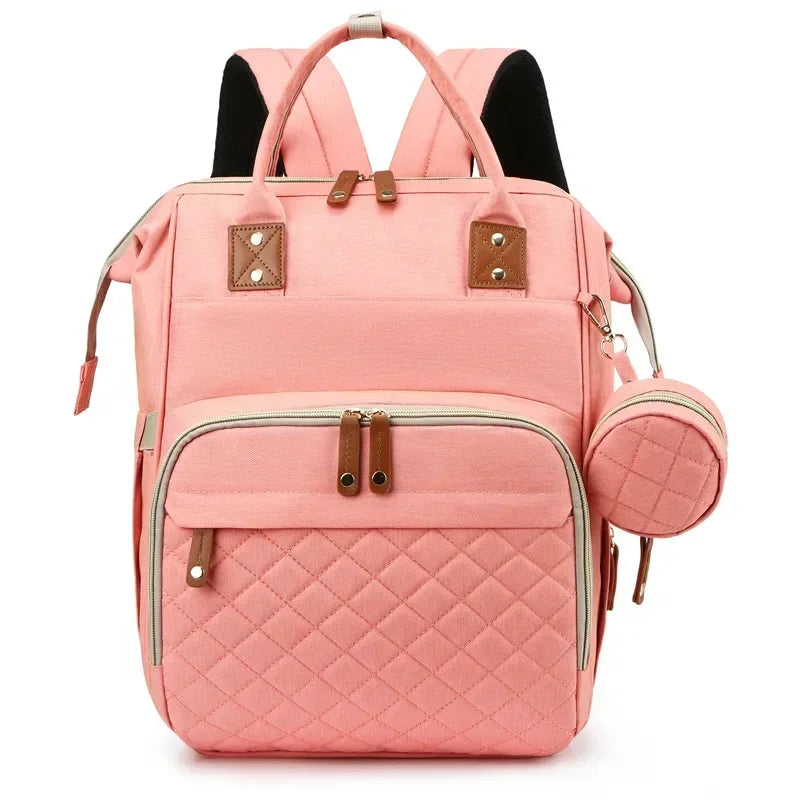 Mummy Backpack with Foldable Crib – All-in-One Diaper Bag & Baby Organizer